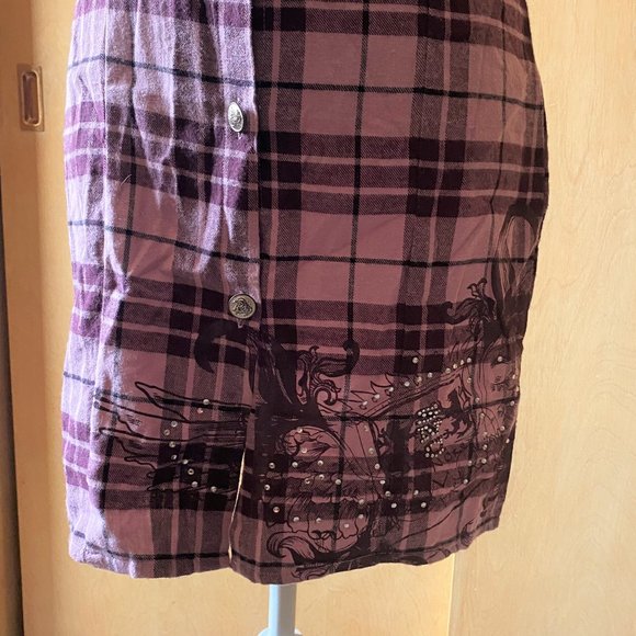 NWT Sz M Sour N Cream Pink Plaid Shirt Dress - Picture 3 of 6